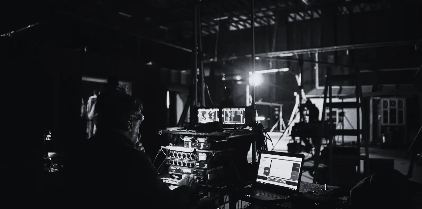 cinematic brand video production setup with professional lighting and camera equipment
